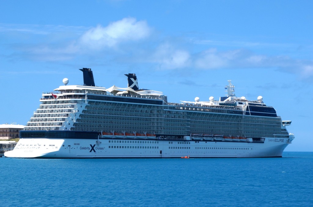 Celebrity Eclipse docked in Bermuda which was the first repositioning cruise deal we got