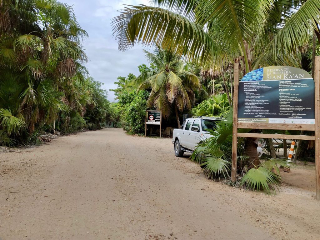 Entrance and visitor Center to Sian Ka'an on the road to Punta Allen