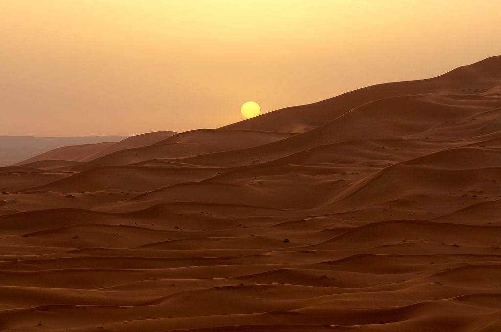 Sunrise over the Sahara desert