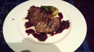 Grill pork chop with fig sauce