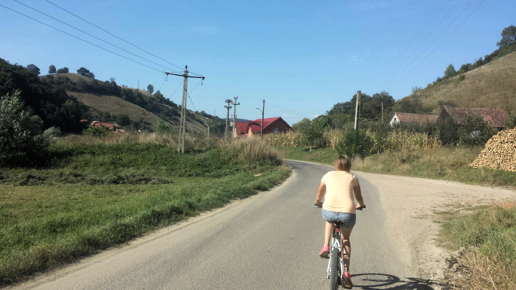 Biking through the countryside in Romania