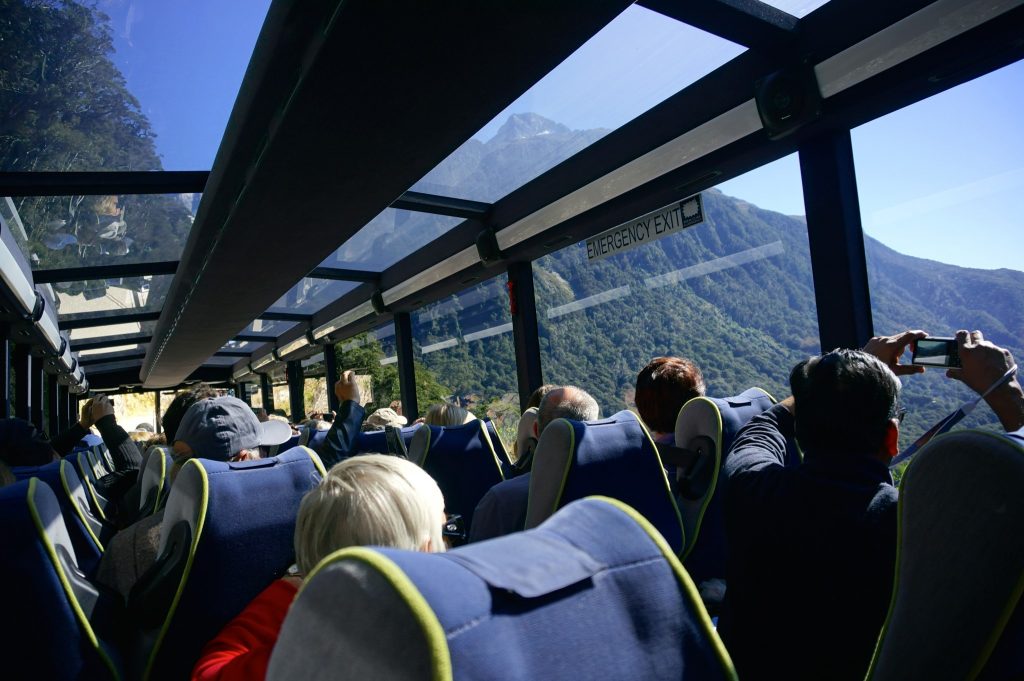 Interior of Real Journeys bus to Milford Sound