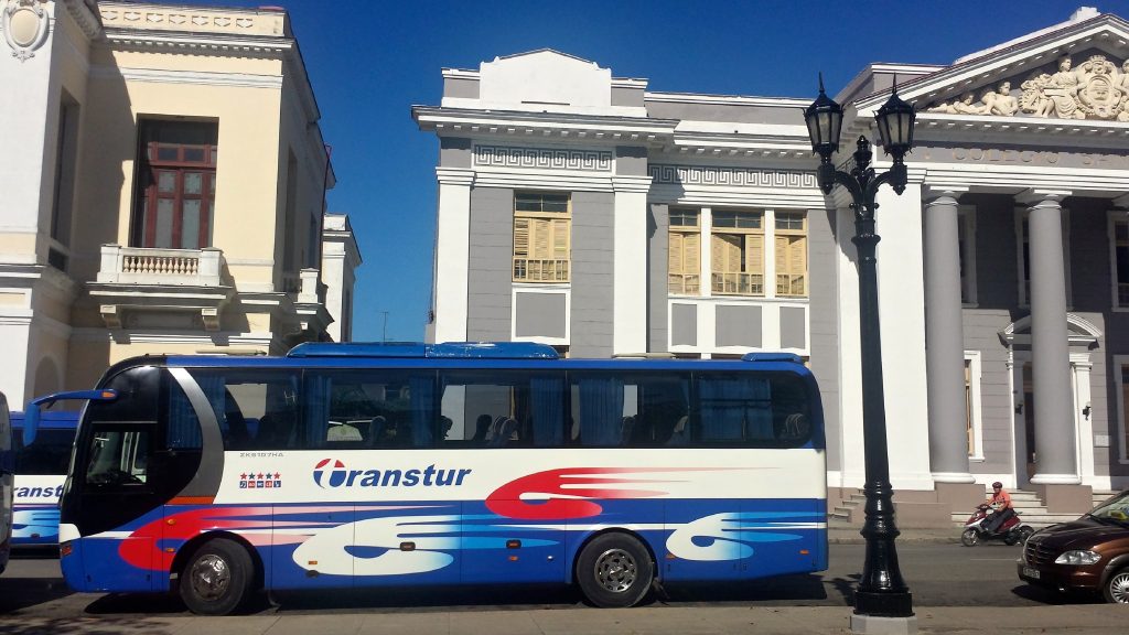 Tour bus in historic Cuba