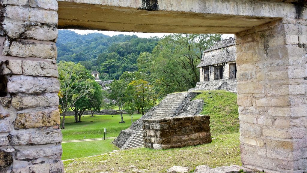 Palenque palace through a window