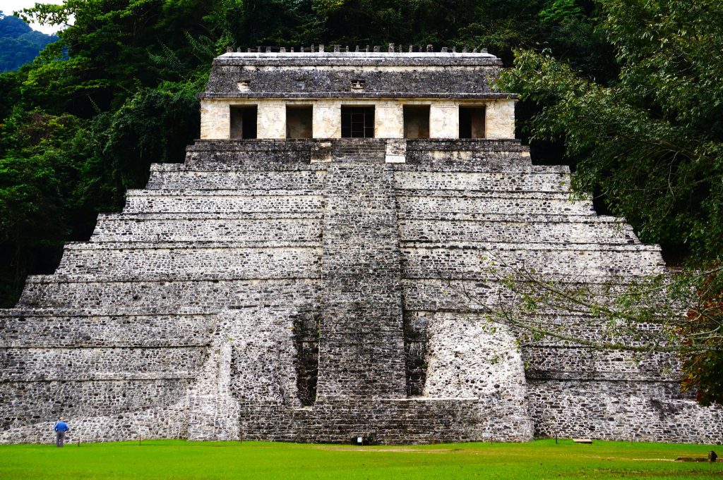 Palenque Temple of Inscriptions rises 75 feet (25 meters) high