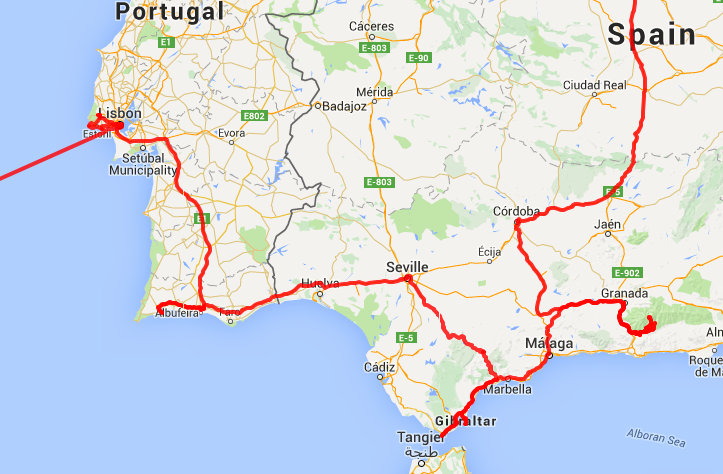 Travel-route-map-Portugal-Spain
