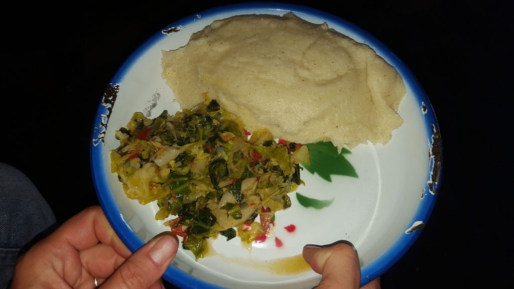 Ugali and greens