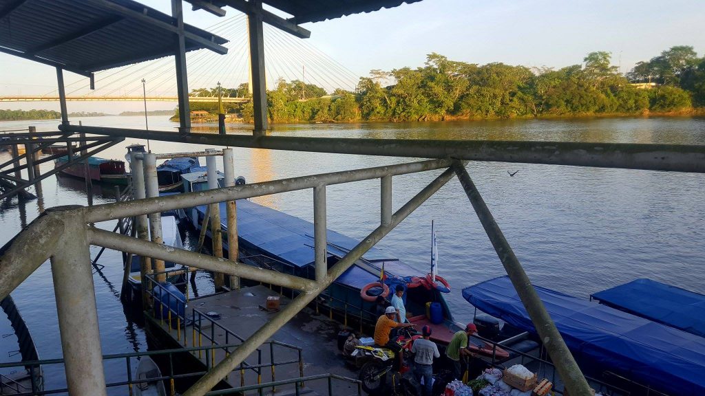 napo river boats loading supplies in Coca Ecuador