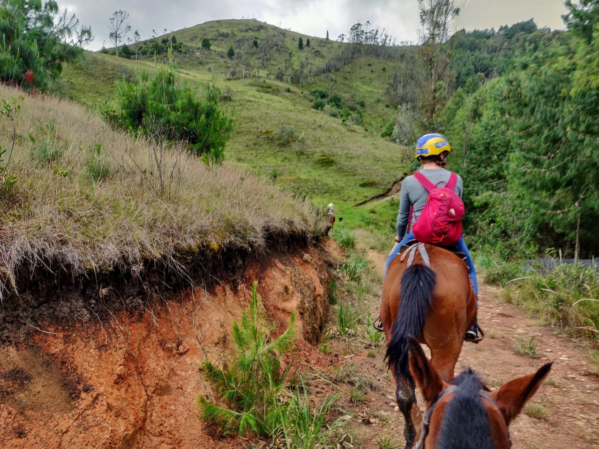 horseback riding on a trail through the Andes near Cuenca Ecuador