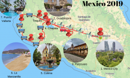 map of travel route through Mexico 2019