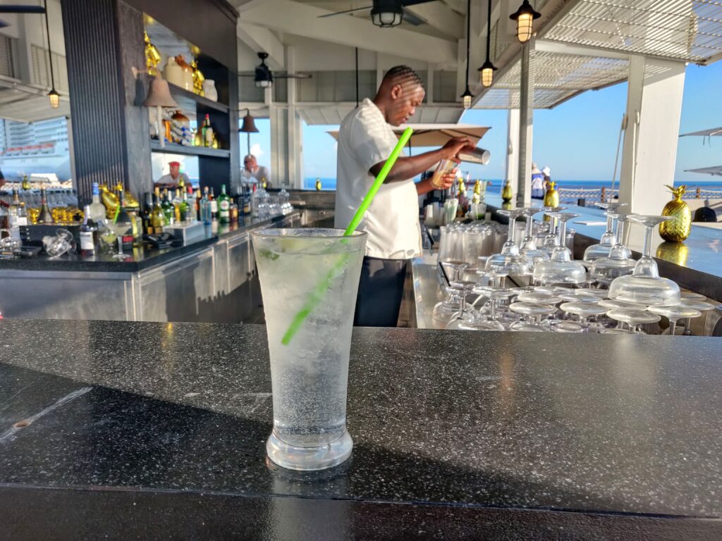 Drinks like this one at a bar on MSC's private island are included with the drink pacakge